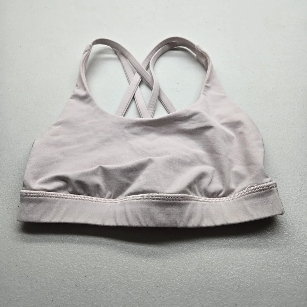 Lululemon Women Sports Bra 2 Light Pink Energy Wireless Strappy Crossback